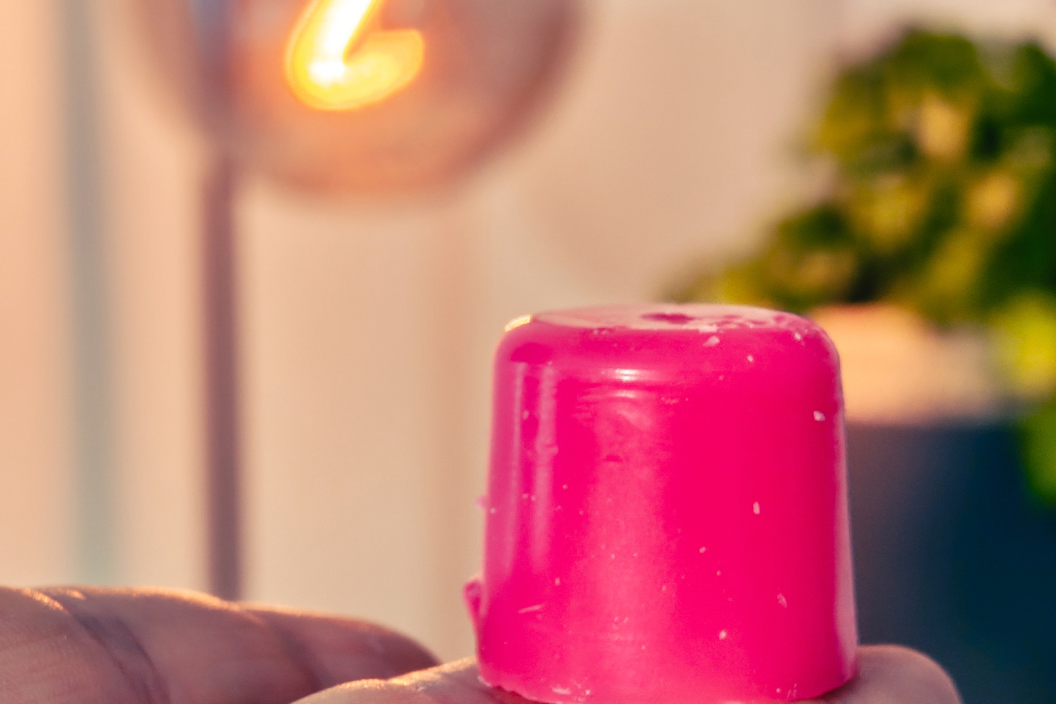 close up of wax melt cube before melting