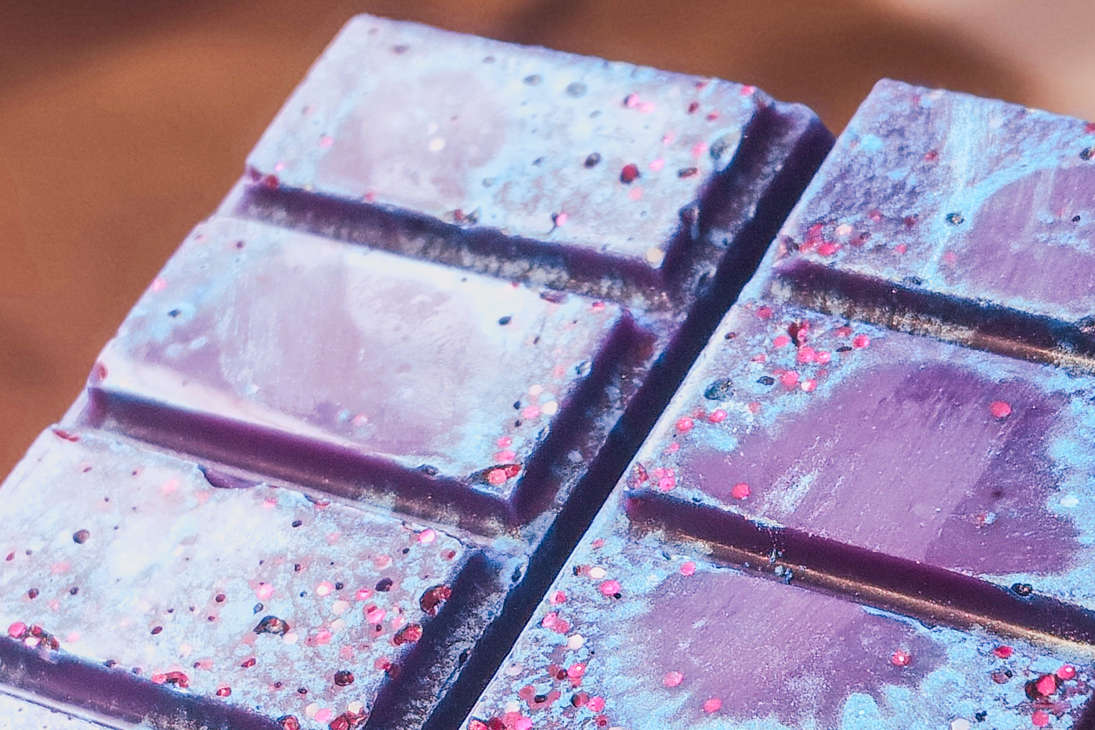 close up of a scented wax melt snap bar