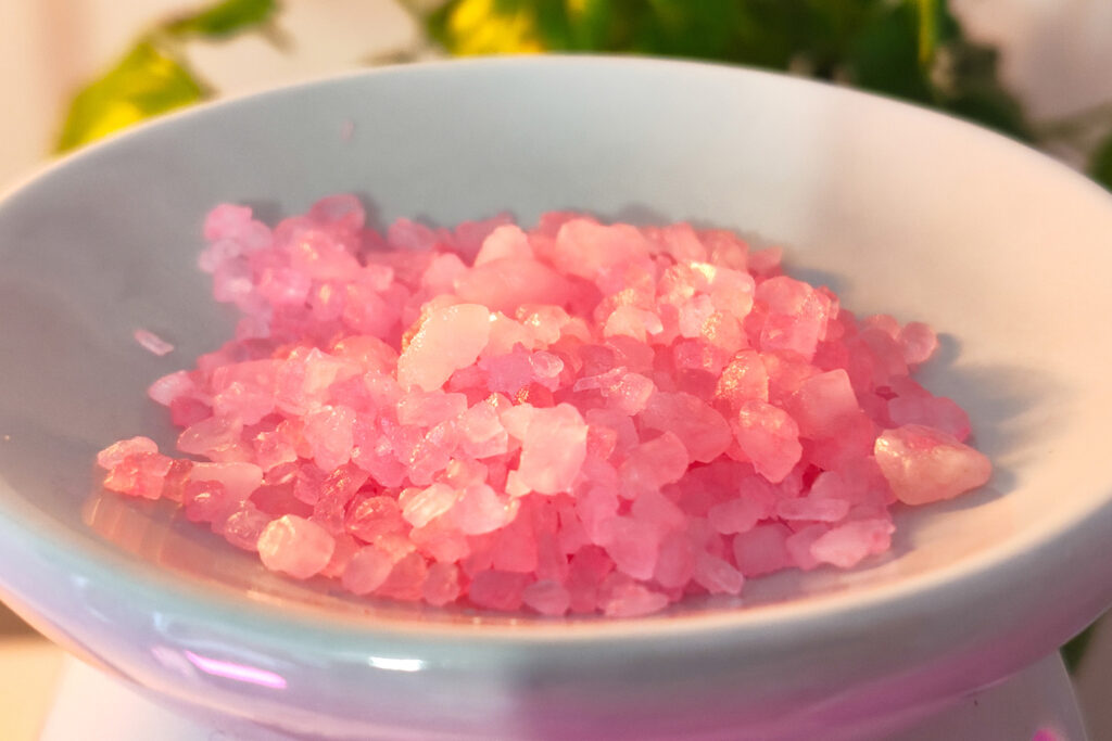 Burner dish filled with scented crystals